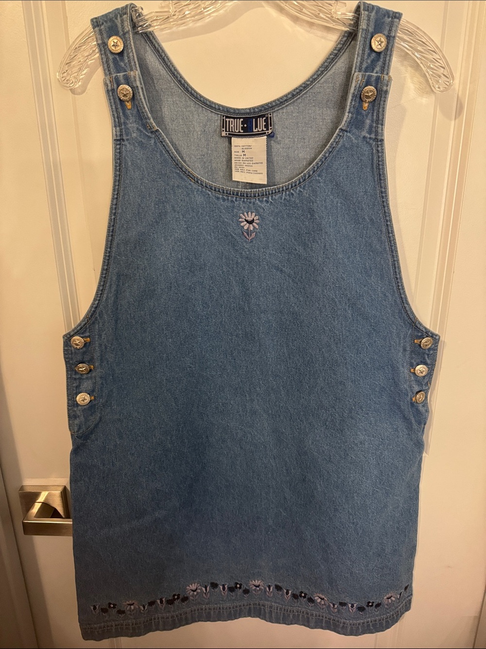 True+Luv Light Blue Denim Pinafore Tunic with Embroidered Trim